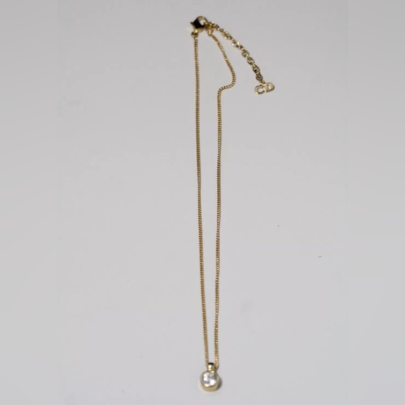 Vintage Christian Dior Signed Logo Goldtone Swarovski Crystal Pendant Necklace - Picture 5 of 7